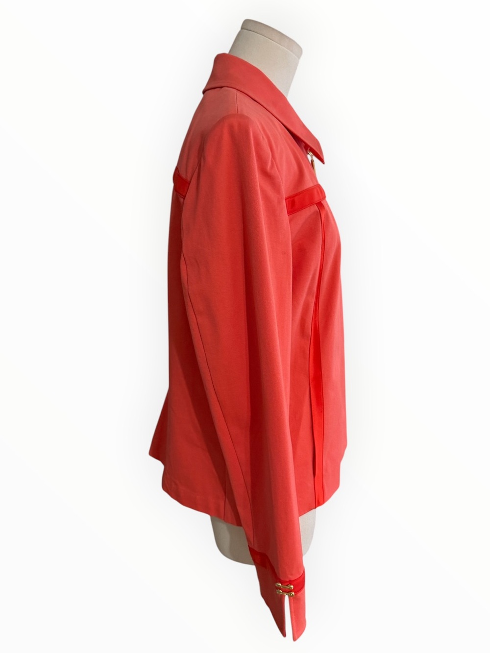 ST. JOHN SPORT Coral Orange Zip Front Stretch Jacket Blazer L Work Jean Casual - Picture 4 of 11